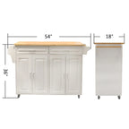 White Kitchen Island Cart with Storage, Single User