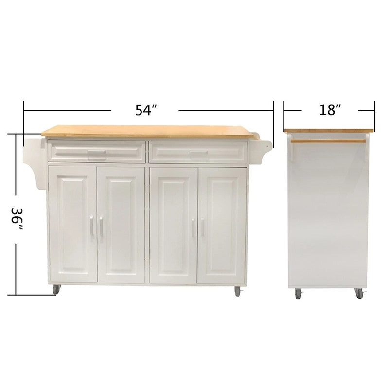 White Kitchen Island Cart with Storage, Single User