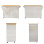 White Kitchen Island Cart with Storage, Single User