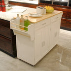 White Kitchen Island Cart with Storage, Single User