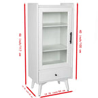 White & Grey Freestanding Bathroom Cabinet with Glass Door and Drawer