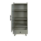 White & Grey Freestanding Bathroom Cabinet with Glass Door and Drawer