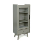 White & Grey Freestanding Bathroom Cabinet with Glass Door and Drawer