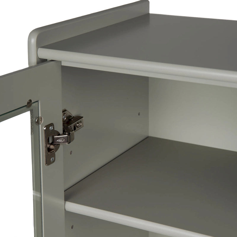 White & Grey Freestanding Bathroom Cabinet with Glass Door and Drawer
