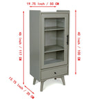 White & Grey Freestanding Bathroom Cabinet with Glass Door and Drawer