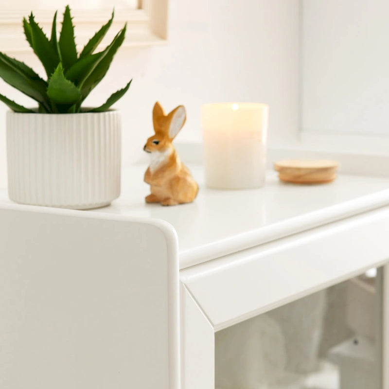 White & Grey Freestanding Bathroom Cabinet with Glass Door and Drawer