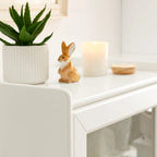 White & Grey Freestanding Bathroom Cabinet with Glass Door and Drawer