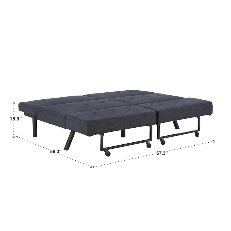 Gray Tufted Fabric Split-Back Convertible Futon, Full, Seats 2