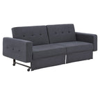 Gray Tufted Fabric Split-Back Convertible Futon, Full, Seats 2