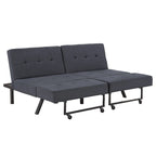 Gray Tufted Fabric Split-Back Convertible Futon, Full, Seats 2