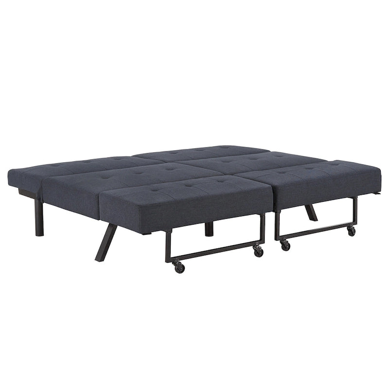 Gray Tufted Fabric Split-Back Convertible Futon, Full, Seats 2