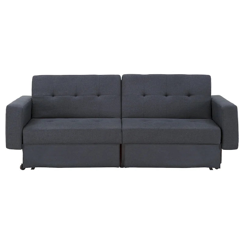Gray Tufted Fabric Split-Back Convertible Futon, Full, Seats 2