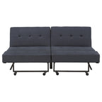 Gray Tufted Fabric Split-Back Convertible Futon, Full, Seats 2