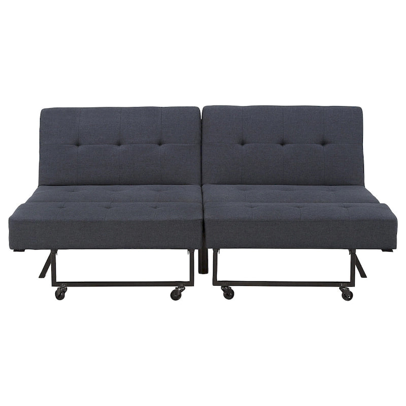Gray Tufted Fabric Split-Back Convertible Futon, Full, Seats 2