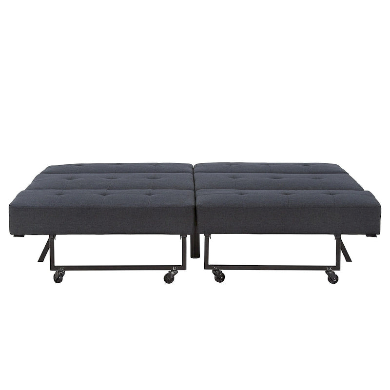 Gray Tufted Fabric Split-Back Convertible Futon, Full, Seats 2