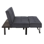 Gray Tufted Fabric Split-Back Convertible Futon, Full, Seats 2