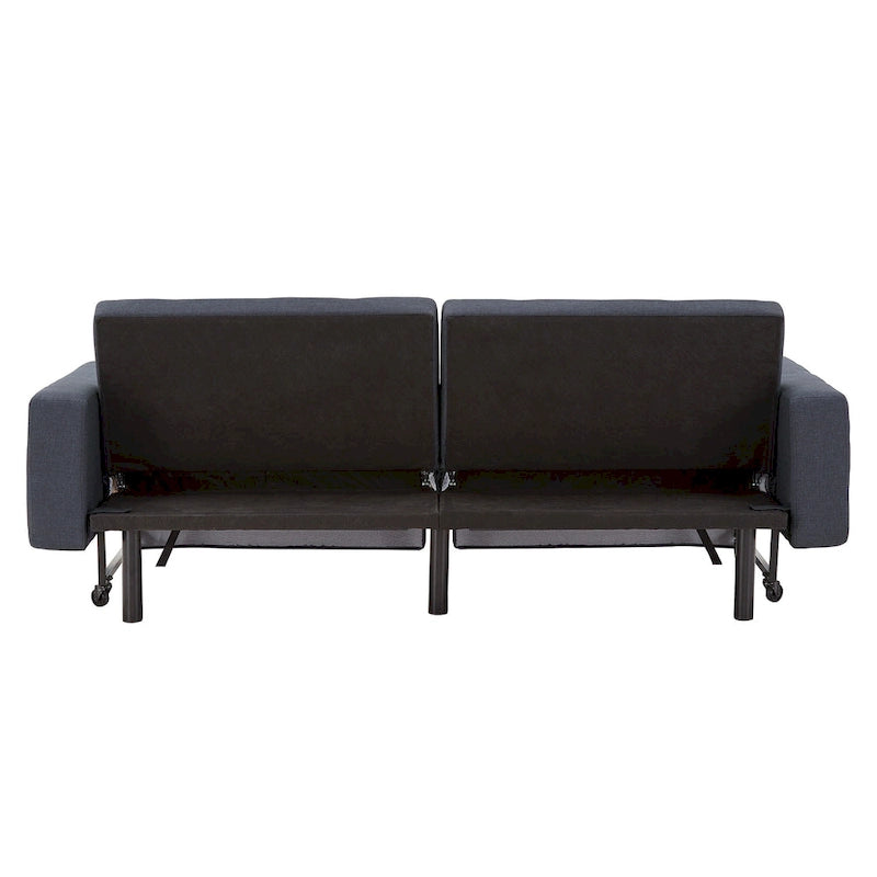 Gray Tufted Fabric Split-Back Convertible Futon, Full, Seats 2