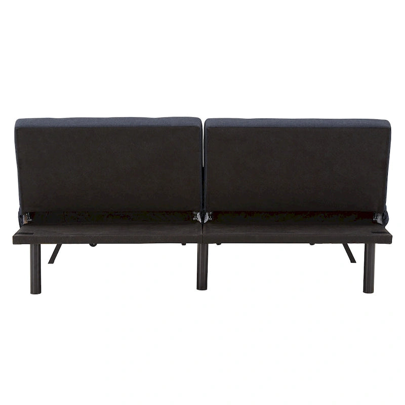 Gray Tufted Fabric Split-Back Convertible Futon, Full, Seats 2