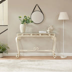 White Glass & Metal Console Table, 1-Person Use, Modern Style