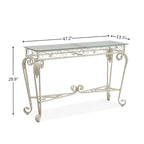 White Glass & Metal Console Table, 1-Person Use, Modern Style