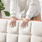 Velvet Foldable Futon Sofa Bed with USB Port & Phone Stand, 2-Person