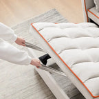 Velvet Foldable Futon Sofa Bed with USB Port & Phone Stand, 2-Person