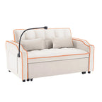 Velvet Foldable Futon Sofa Bed with USB Port & Phone Stand, 2-Person