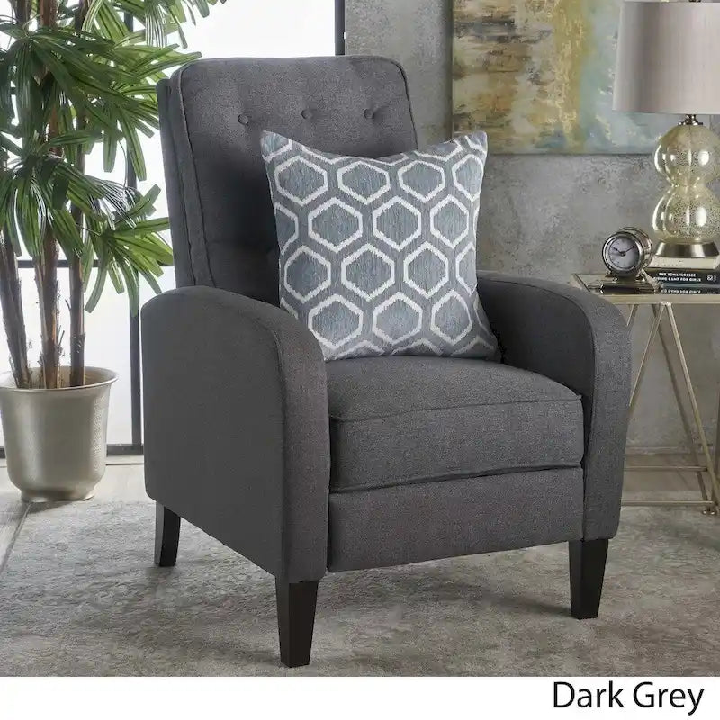 Tufted Fabric Recliner, Red / Grey / Blue, Single Seat