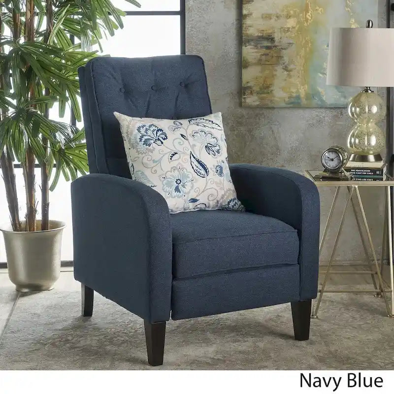 Tufted Fabric Recliner, Red / Grey / Blue, Single Seat
