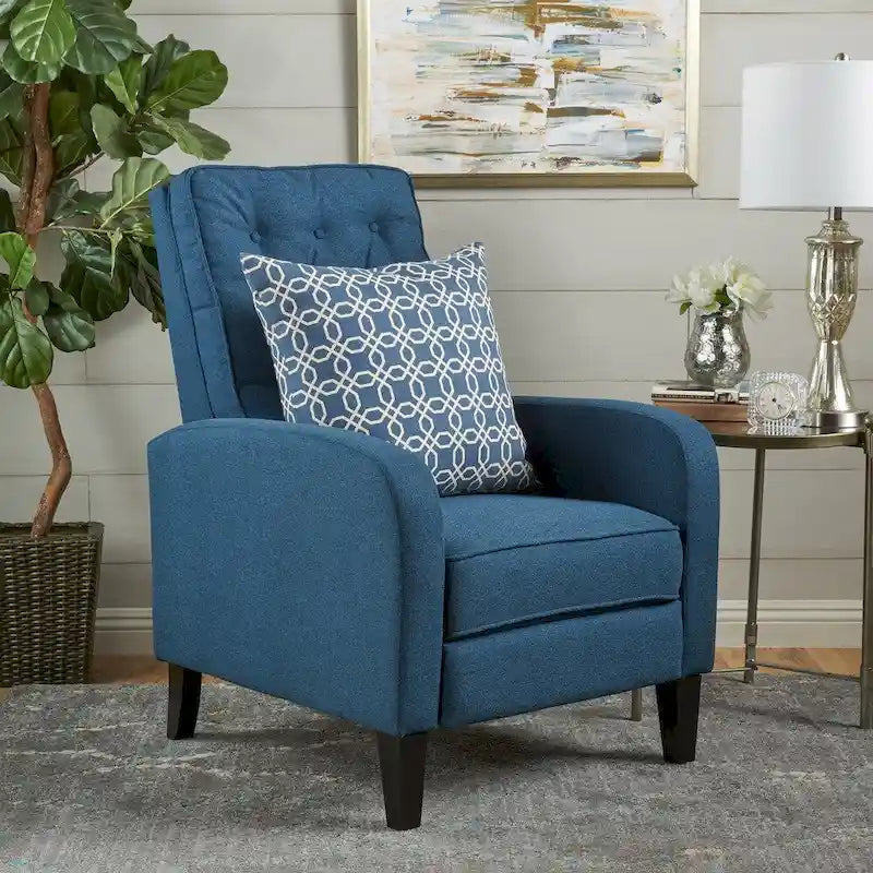Tufted Fabric Recliner, Red / Grey / Blue, Single Seat