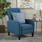 Tufted Fabric Recliner, Red / Grey / Blue, Single Seat