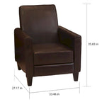 Brown / Black Bonded Leather Recliner Club Chair, Single Seat