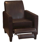 Brown / Black Bonded Leather Recliner Club Chair, Single Seat