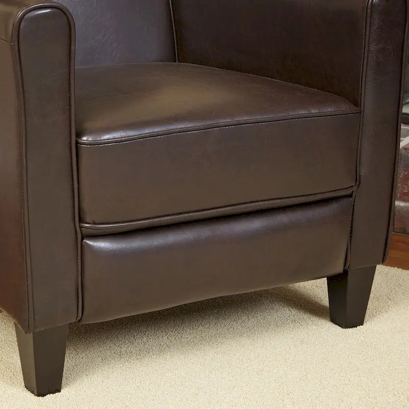 Brown / Black Bonded Leather Recliner Club Chair, Single Seat