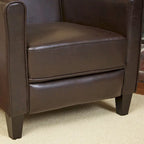 Brown / Black Bonded Leather Recliner Club Chair, Single Seat