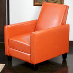 Brown / Black Bonded Leather Recliner Club Chair, Single Seat