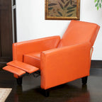 Brown / Black Bonded Leather Recliner Club Chair, Single Seat
