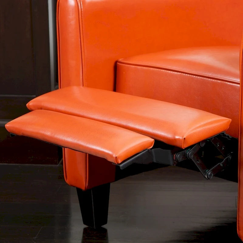 Brown / Black Bonded Leather Recliner Club Chair, Single Seat