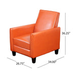 Brown / Black Bonded Leather Recliner Club Chair, Single Seat
