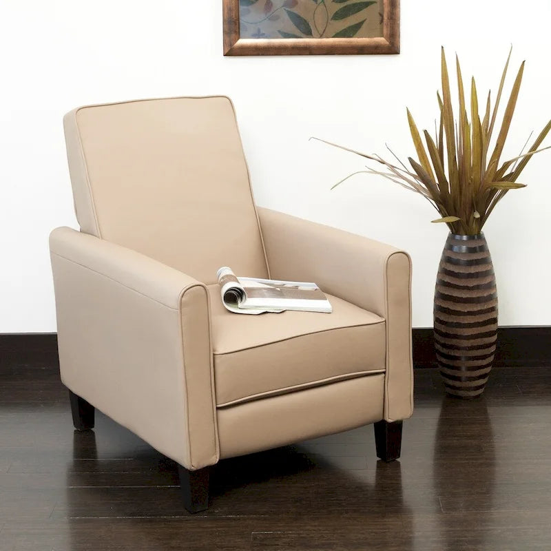 Brown / Black Bonded Leather Recliner Club Chair, Single Seat