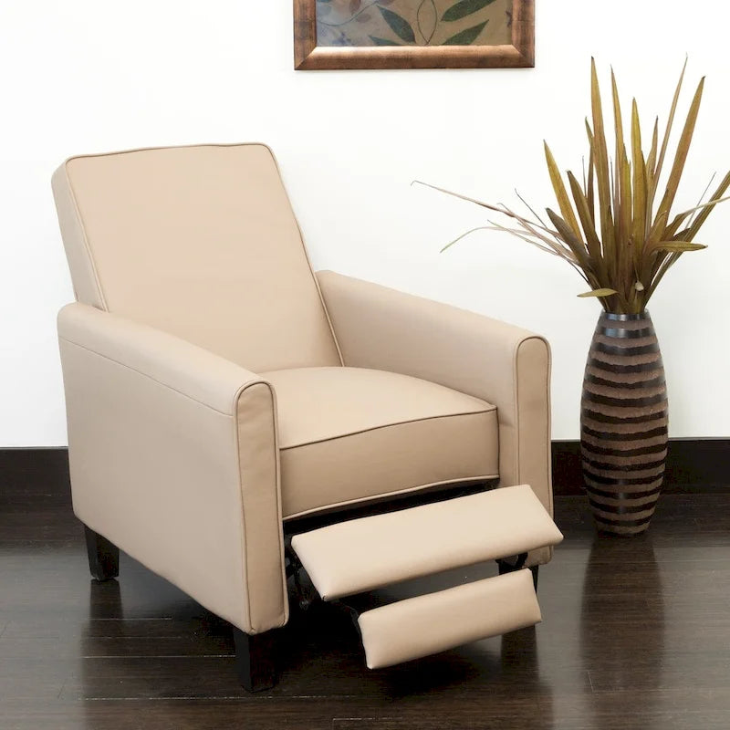 Brown / Black Bonded Leather Recliner Club Chair, Single Seat