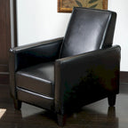 Brown / Black Bonded Leather Recliner Club Chair, Single Seat