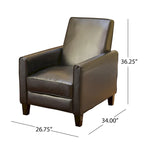 Brown / Black Bonded Leather Recliner Club Chair, Single Seat