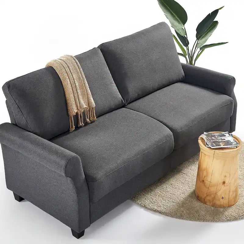 Canapé rembourré avec coussins moelleux et tissu tissé facile d'entretien pour salon