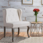 Wingback Accent Chair, Beige / Teal / Light Blue / Grey, Nailhead Trim, Single Seat