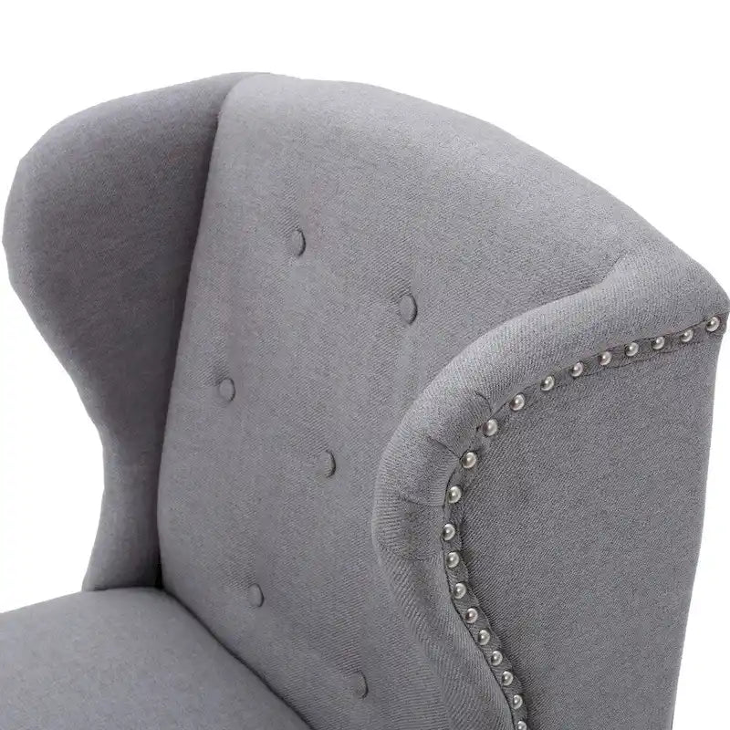 Wingback Accent Chair, Beige / Teal / Light Blue / Grey, Nailhead Trim, Single Seat