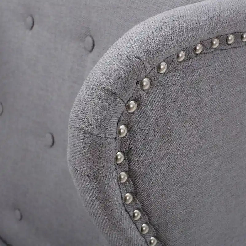 Wingback Accent Chair, Beige / Teal / Light Blue / Grey, Nailhead Trim, Single Seat