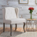 Wingback Accent Chair, Beige / Teal / Light Blue / Grey, Nailhead Trim, Single Seat