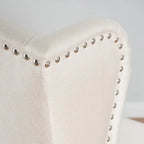 Wingback Accent Chair, Beige / Teal / Light Blue / Grey, Nailhead Trim, Single Seat