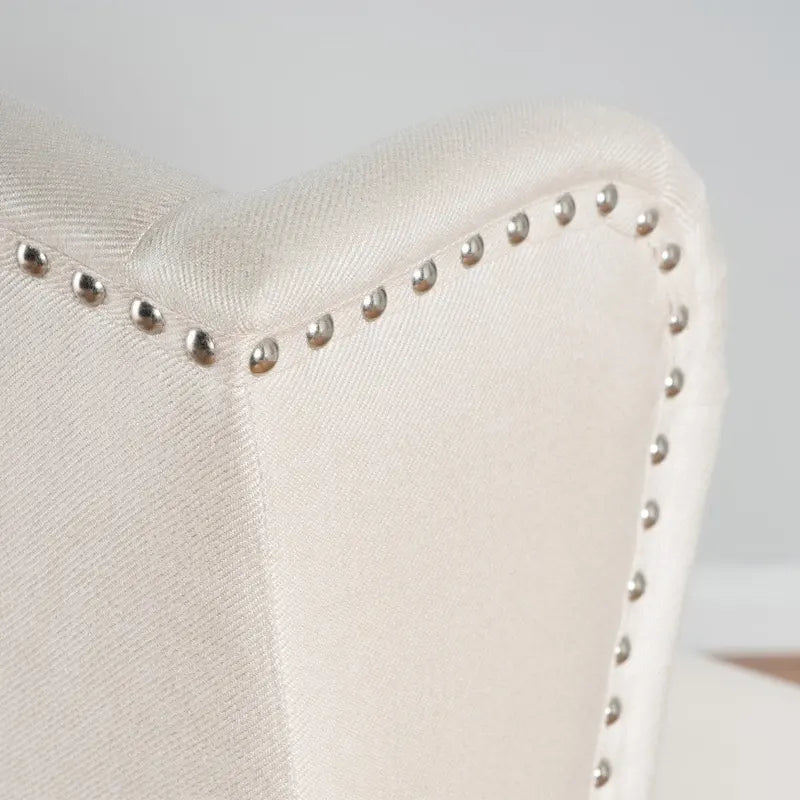 Wingback Accent Chair, Beige / Teal / Light Blue / Grey, Nailhead Trim, Single Seat